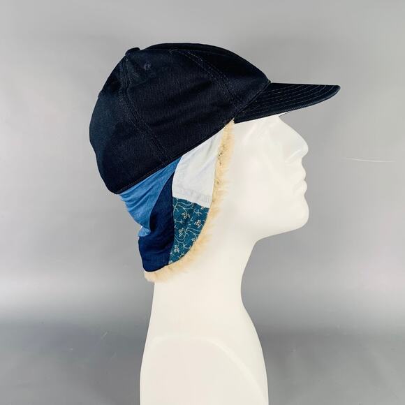 KAPITAL Size 7 1/2 Indigo Mixed Fabrics Patchwork Cotton Hat - Picture 3 of 9